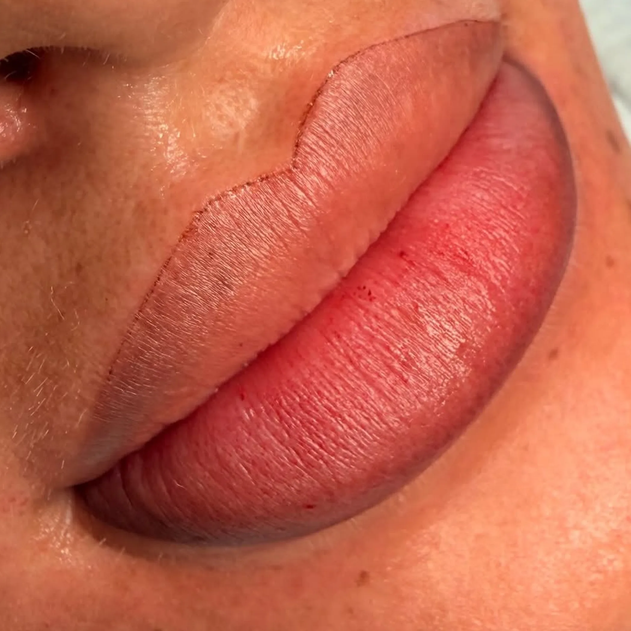 close-up of lip blush results