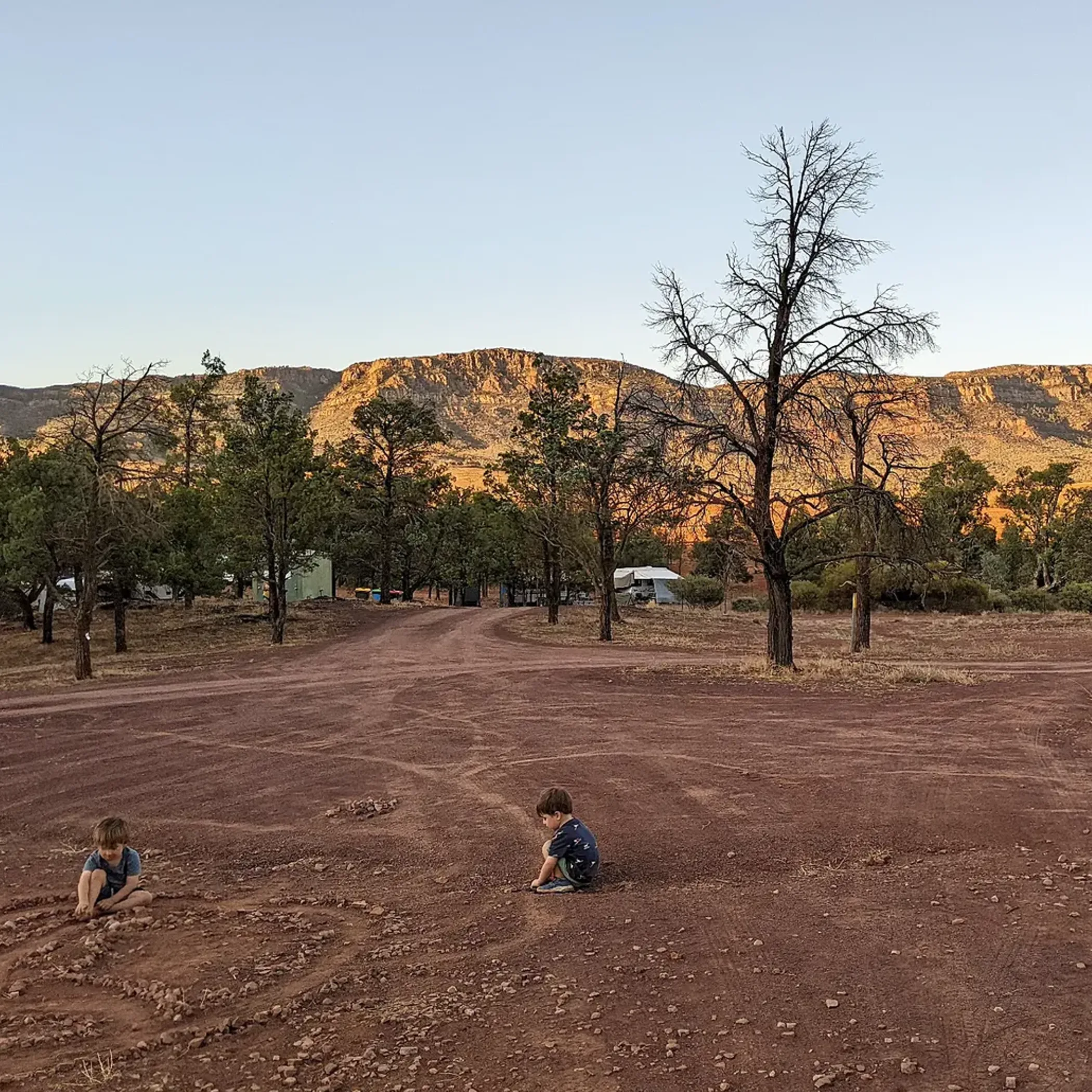 children camping in south australian ranges